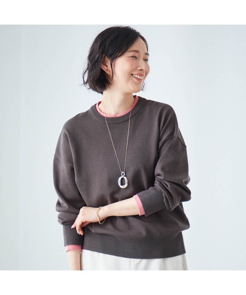Belle Maison(ベルメゾン)の「配色ニット【乾燥機OK】(ニット/セーター・レディース・キャメル/チャコール/ブルー・S/L/M)」の6枚目の写真