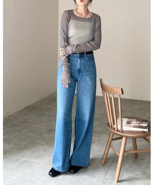She's Closet(シーズクローゼット)の「長袖 サムホール ラメ シアートップス ロングTシャツ(Tシャツ/カットソー・レディース・グレー/ブラック/ブラウン/モカ/アイボリー/チャコールグレー・FREE)」の20枚目の写真
