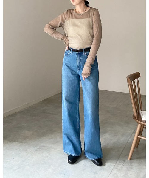 She's Closet(シーズクローゼット)の「長袖 サムホール ラメ シアートップス ロングTシャツ(Tシャツ/カットソー・レディース・グレー/ブラック/ブラウン/モカ/アイボリー/チャコールグレー・FREE)」の21枚目の写真