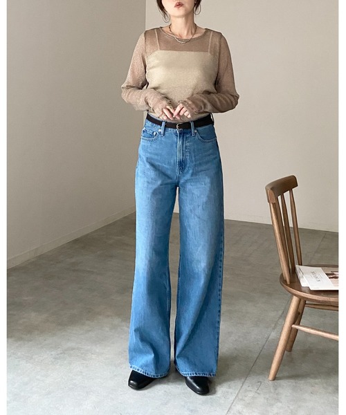 She's Closet(シーズクローゼット)の「長袖 サムホール ラメ シアートップス ロングTシャツ(Tシャツ/カットソー・レディース・グレー/ブラック/ブラウン/モカ/アイボリー/チャコールグレー・FREE)」の10枚目の写真