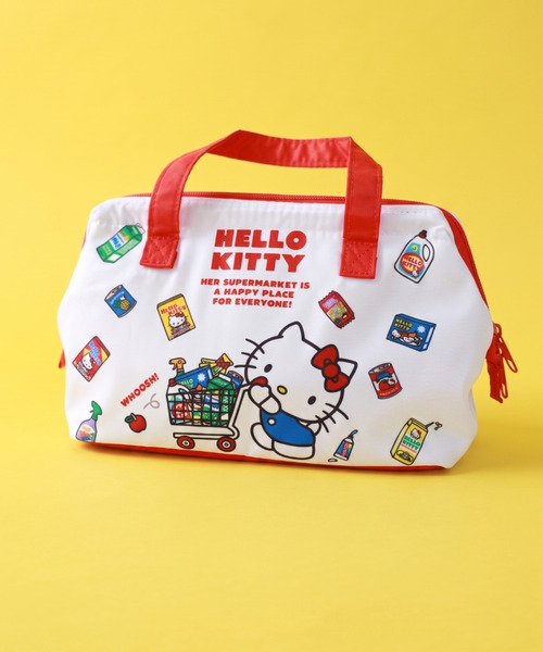sanrio(サンリオ)の「〈SANRIO/サンリオ〉ハローキティ スーパーマーケット がま口ランチバッグM KGA1(エコバッグ/サブバッグ・レディース・ホワイト×レッド・ONE SIZE)」の1枚目の写真