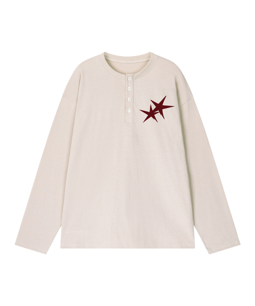 GRAVER ORDINARY（グレイバーオーディナリー）の「[ODNR UNISEX] Small Twins Star ヘンリーネック ロングスリーブ 長袖Tシャツ_Charcoal（Tシャツ/カットソー・レディース・チャコール・LARGE/MEDIUM）」の10枚目の写真