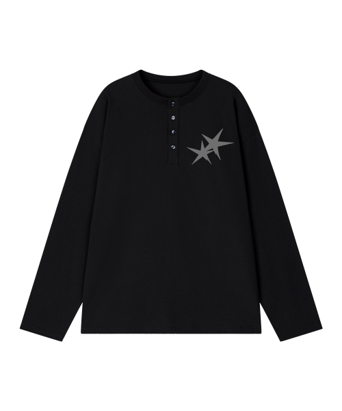 GRAVER ORDINARY（グレイバーオーディナリー）の「[ODNR UNISEX] Small Twins Star ヘンリーネック ロングスリーブ 長袖Tシャツ_Charcoal（Tシャツ/カットソー・レディース・チャコール・LARGE/MEDIUM）」の15枚目の写真