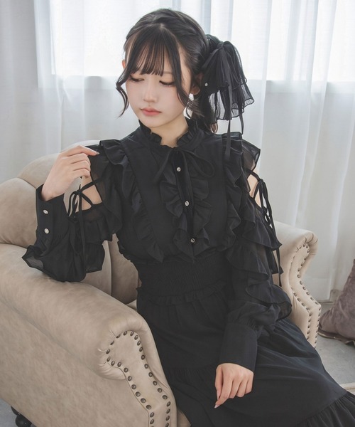 夢展望(ユメテンボウ)の「プチハイネックティアードロングワンピース【大きいサイズあり】(ワンピース・レディース・グレー/ブラック/ブルーグレー・LL~3L/L~LL/M-L)」の22枚目の写真