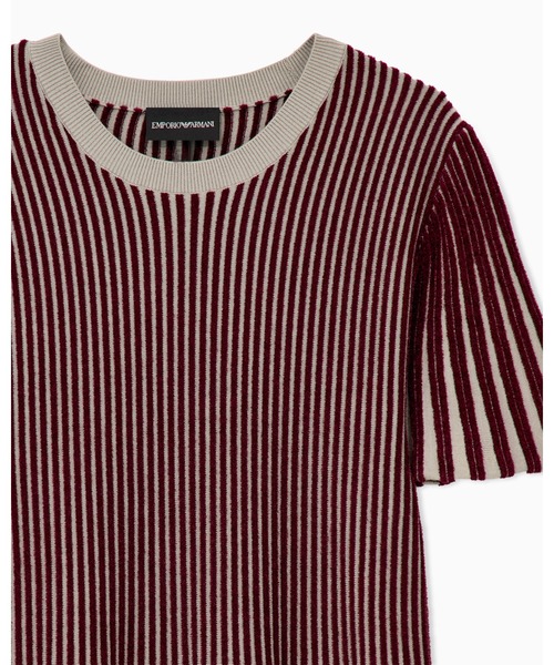 EMPORIO ARMANI(エンポリオアルマーニ)の「【エンポリオ アルマーニ】ウィメンズ レギュラーフィット ストライプ ニットドレス ワンピース(ワンピース・レディース・ブラック/ボルドー・36/42/40/38)」の5枚目の写真