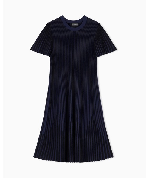EMPORIO ARMANI(エンポリオアルマーニ)の「【エンポリオ アルマーニ】ウィメンズ レギュラーフィット ストライプ ニットドレス ワンピース(ワンピース・レディース・ブラック/ボルドー・36/42/40/38)」の6枚目の写真