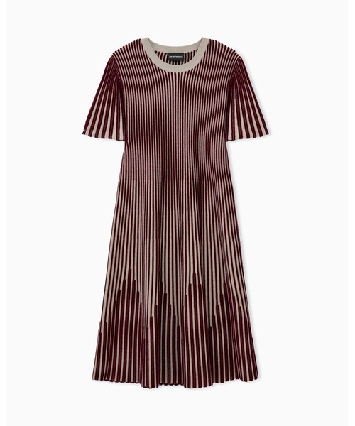 EMPORIO ARMANI(エンポリオアルマーニ)の「【エンポリオ アルマーニ】ウィメンズ レギュラーフィット ストライプ ニットドレス ワンピース(ワンピース・レディース・ブラック/ボルドー・36/42/40/38)」の3枚目の写真
