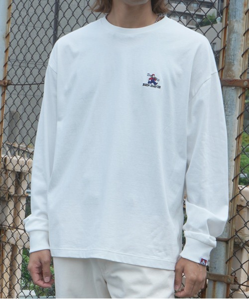BEN DAVIS(ベンデイビス)の「《BEN DAVIS》EMBRO LONG SLEEVE /刺繍ロングスリーブ(Tシャツ/カットソー・メンズ・ホワイト/ブラック/バーガンディー・SMALL/MEDIUM/LARGE/X-LARGE)」の2枚目の写真