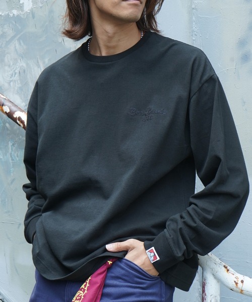 BEN DAVIS(ベンデイビス)の「《BEN DAVIS》EMBRO LONG SLEEVE /刺繍ロングスリーブ(Tシャツ/カットソー・メンズ・ホワイト/ブラック/バーガンディー・SMALL/MEDIUM/LARGE/X-LARGE)」の3枚目の写真