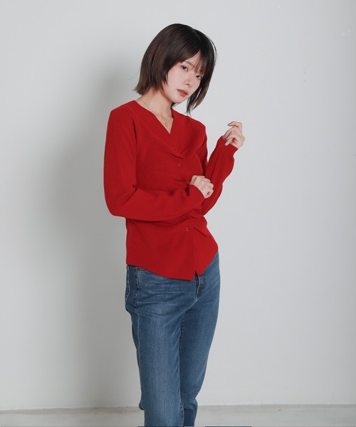 libelle more(リベル モア)の「フロントタックギャザーカーディガン(カーディガン/ボレロ・レディース・ブラック/アイボリー/レッド/チャコールグレー・M)」の10枚目の写真
