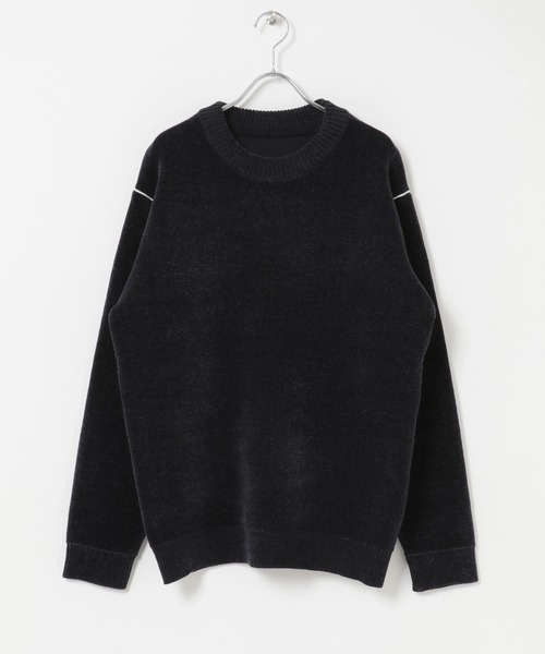 ITEMS URBANRESEARCH(アイテムズ アーバンリサーチ)の「Wフェイス シェニール アウトリンキング ニット(ニット/セーター・メンズ・ブラック/ベージュ/ネイビー/ホワイト・LARGE/MEDIUM)」の2枚目の写真