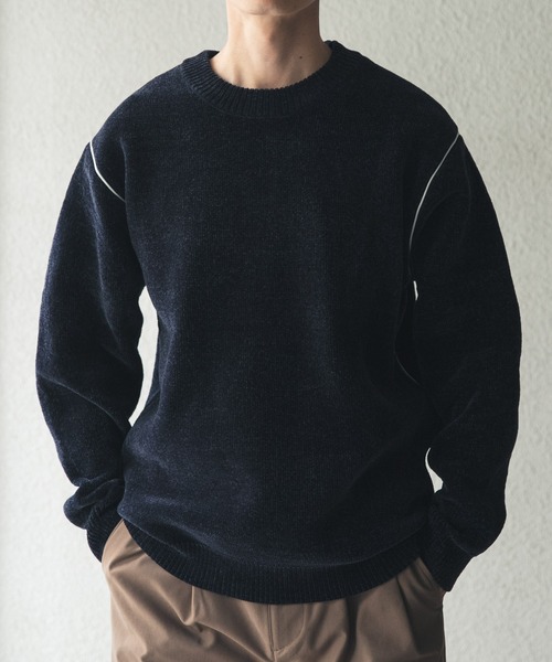 ITEMS URBANRESEARCH(アイテムズ アーバンリサーチ)の「Wフェイス シェニール アウトリンキング ニット(ニット/セーター・メンズ・ブラック/ベージュ/ネイビー/ホワイト・LARGE/MEDIUM)」の13枚目の写真