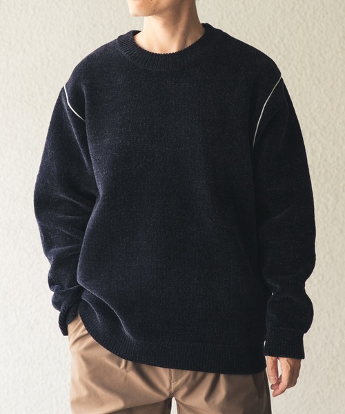 ITEMS URBANRESEARCH(アイテムズ アーバンリサーチ)の「Wフェイス シェニール アウトリンキング ニット(ニット/セーター・メンズ・ブラック/ベージュ/ネイビー/ホワイト・LARGE/MEDIUM)」の14枚目の写真