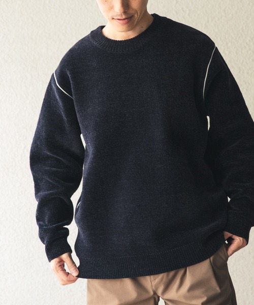 ITEMS URBANRESEARCH(アイテムズ アーバンリサーチ)の「Wフェイス シェニール アウトリンキング ニット(ニット/セーター・メンズ・ブラック/ベージュ/ネイビー/ホワイト・LARGE/MEDIUM)」の15枚目の写真