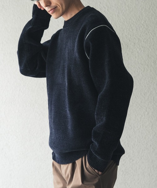 ITEMS URBANRESEARCH(アイテムズ アーバンリサーチ)の「Wフェイス シェニール アウトリンキング ニット(ニット/セーター・メンズ・ブラック/ベージュ/ネイビー/ホワイト・LARGE/MEDIUM)」の16枚目の写真