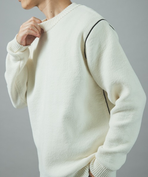 ITEMS URBANRESEARCH(アイテムズ アーバンリサーチ)の「Wフェイス シェニール アウトリンキング ニット(ニット/セーター・メンズ・ブラック/ベージュ/ネイビー/ホワイト・LARGE/MEDIUM)」の18枚目の写真