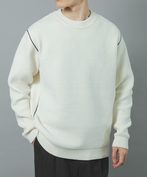 ITEMS URBANRESEARCH(アイテムズ アーバンリサーチ)の「Wフェイス シェニール アウトリンキング ニット(ニット/セーター・メンズ・ブラック/ベージュ/ネイビー/ホワイト・LARGE/MEDIUM)」の19枚目の写真