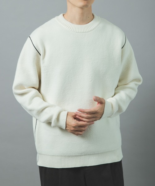 ITEMS URBANRESEARCH(アイテムズ アーバンリサーチ)の「Wフェイス シェニール アウトリンキング ニット(ニット/セーター・メンズ・ブラック/ベージュ/ネイビー/ホワイト・LARGE/MEDIUM)」の20枚目の写真