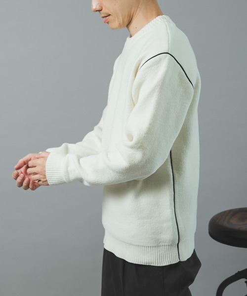 ITEMS URBANRESEARCH(アイテムズ アーバンリサーチ)の「Wフェイス シェニール アウトリンキング ニット(ニット/セーター・メンズ・ブラック/ベージュ/ネイビー/ホワイト・LARGE/MEDIUM)」の21枚目の写真