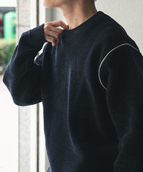 ITEMS URBANRESEARCH(アイテムズ アーバンリサーチ)の「Wフェイス シェニール アウトリンキング ニット(ニット/セーター・メンズ・ブラック/ベージュ/ネイビー/ホワイト・LARGE/MEDIUM)」の11枚目の写真