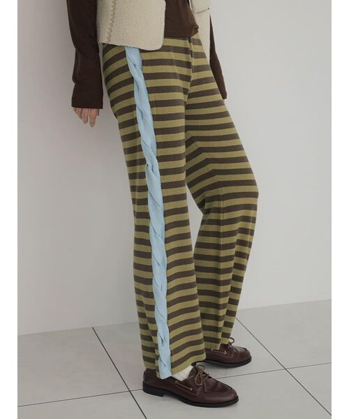 FIKA.(フィーカ)の「Border braided line knit pants(その他パンツ・レディース・ブルー/ブラウン・MEDIUM)」の1枚目の写真