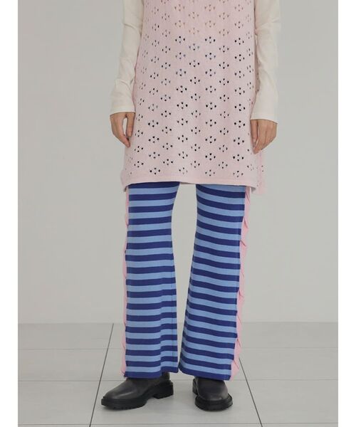 FIKA.(フィーカ)の「Border braided line knit pants(その他パンツ・レディース・ブルー/ブラウン・MEDIUM)」の2枚目の写真