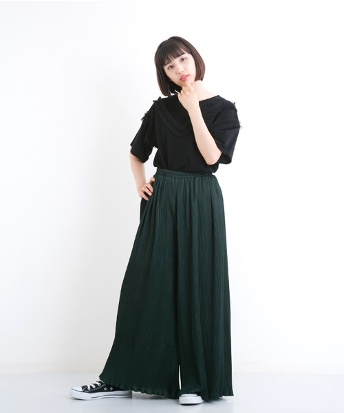 MERLOT(メルロー)の「裾フリルピンプリーツイージーワイドパンツ4958(その他パンツ・レディース・ベージュ/ブラック/ライトブルー/ピンク/モカ/ピンク系その他/グリーン・FREE)」の21枚目の写真