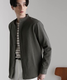 T/R ストレッチ バンドカラーシャツ