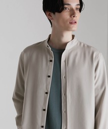T/R ストレッチ バンドカラーシャツ
