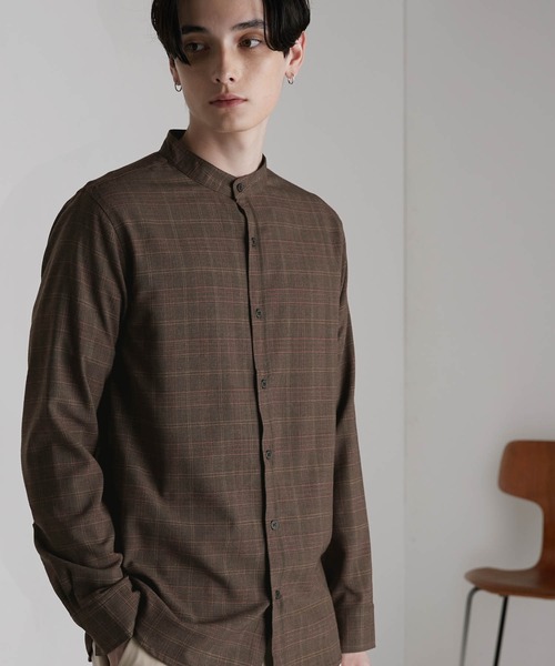 MONO-MART（モノマート）の「T/R ストレッチ バンドカラーシャツ（シャツ/ブラウス・メンズ・オフホワイト/ベージュ/ブルー系その他/ブラック/グレー系その他/オリーブ/ネイビー/チャコール/ライトベージュ/ブラック系その他/キャメル/ブラウン/パープル/チェック/グレー/ストライプ/サックスブルー/グレー系その他2/ボルドー/モカ/イエロー系その他/ベージュ系その他/ブルー系その他2/ブラウン系その他2/ベージュ系その他2/ブラウン系その他/グリーン系その他/ベージュ系その他4/ベージュ系その他3/グレー系その他3/グレイッシュベージュ/グレー系その他4/ダークブラウン/ブルー系その他3/グリーン系その他2/ライラック・M/L/S/XL）」の13枚目の写真