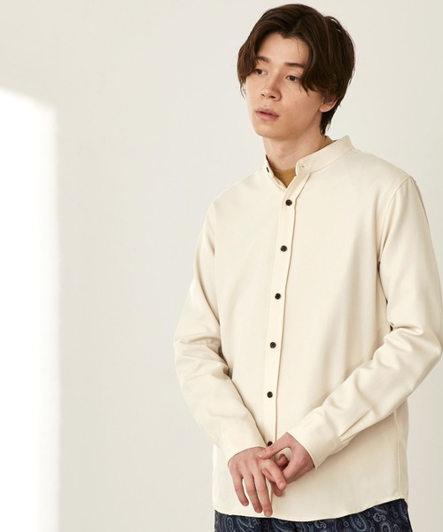 MONO-MART（モノマート）の「T/R ストレッチ バンドカラーシャツ（シャツ/ブラウス・メンズ・オフホワイト/ベージュ/ブルー系その他/ブラック/グレー系その他/オリーブ/ネイビー/チャコール/ライトベージュ/ブラック系その他/キャメル/ブラウン/パープル/チェック/グレー/ストライプ/サックスブルー/グレー系その他2/ボルドー/モカ/イエロー系その他/ベージュ系その他/ブルー系その他2/ブラウン系その他2/ベージュ系その他2/ブラウン系その他/グリーン系その他/ベージュ系その他4/ベージュ系その他3/グレー系その他3/グレイッシュベージュ/グレー系その他4/ダークブラウン/ブルー系その他3/グリーン系その他2/ライラック・M/L/S/XL）」の17枚目の写真