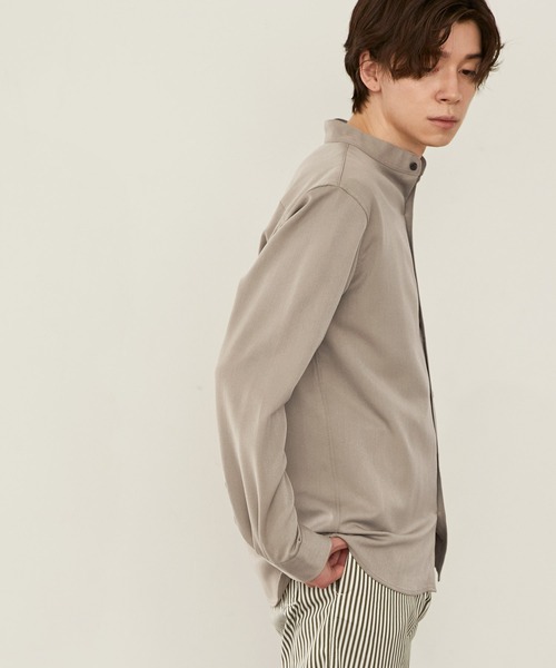 MONO-MART（モノマート）の「T/R ストレッチ バンドカラーシャツ（シャツ/ブラウス・メンズ・オフホワイト/ベージュ/ブルー系その他/ブラック/グレー系その他/オリーブ/ネイビー/チャコール/ライトベージュ/ブラック系その他/キャメル/ブラウン/パープル/チェック/グレー/ストライプ/サックスブルー/グレー系その他2/ボルドー/モカ/イエロー系その他/ベージュ系その他/ブルー系その他2/ブラウン系その他2/ベージュ系その他2/ブラウン系その他/グリーン系その他/ベージュ系その他4/ベージュ系その他3/グレー系その他3/グレイッシュベージュ/グレー系その他4/ダークブラウン/ブルー系その他3/グリーン系その他2/ライラック・M/L/S/XL）」の18枚目の写真