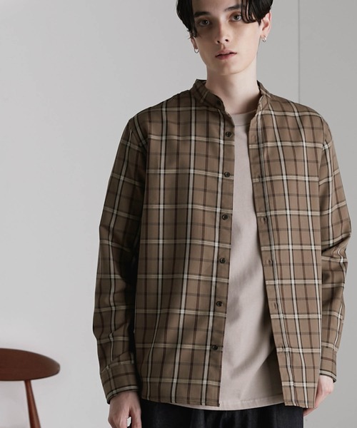 MONO-MART（モノマート）の「T/R ストレッチ バンドカラーシャツ（シャツ/ブラウス・メンズ・オフホワイト/ベージュ/ブルー系その他/ブラック/グレー系その他/オリーブ/ネイビー/チャコール/ライトベージュ/ブラック系その他/キャメル/ブラウン/パープル/チェック/グレー/ストライプ/サックスブルー/グレー系その他2/ボルドー/モカ/イエロー系その他/ベージュ系その他/ブルー系その他2/ブラウン系その他2/ベージュ系その他2/ブラウン系その他/グリーン系その他/ベージュ系その他4/ベージュ系その他3/グレー系その他3/グレイッシュベージュ/グレー系その他4/ダークブラウン/ブルー系その他3/グリーン系その他2/ライラック・M/L/S/XL）」の19枚目の写真