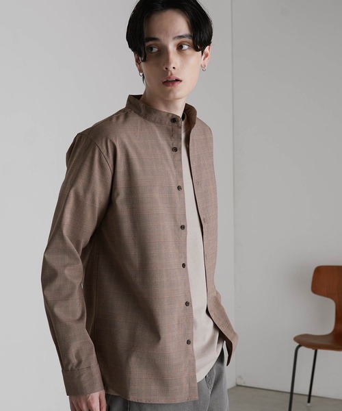 MONO-MART（モノマート）の「T/R ストレッチ バンドカラーシャツ（シャツ/ブラウス・メンズ・オフホワイト/ベージュ/ブルー系その他/ブラック/グレー系その他/オリーブ/ネイビー/チャコール/ライトベージュ/ブラック系その他/キャメル/ブラウン/パープル/チェック/グレー/ストライプ/サックスブルー/グレー系その他2/ボルドー/モカ/イエロー系その他/ベージュ系その他/ブルー系その他2/ブラウン系その他2/ベージュ系その他2/ブラウン系その他/グリーン系その他/ベージュ系その他4/ベージュ系その他3/グレー系その他3/グレイッシュベージュ/グレー系その他4/ダークブラウン/ブルー系その他3/グリーン系その他2/ライラック・M/L/S/XL）」の21枚目の写真