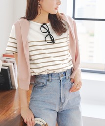 KOBE LETTUCE（コウベレタス）の「[無地/ボーダー柄]コットン100％半袖シンプルTシャツ（Tシャツ/カットソー）」