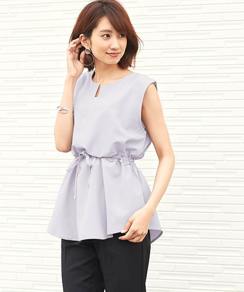 Pierrot（ピエロ）の「ウエストギャザーノースリーブブラウス　袖なし（シャツ/ブラウス・レディース・ブルー系その他/ブラック/オフホワイト/グレー・M/L）」の18枚目の写真