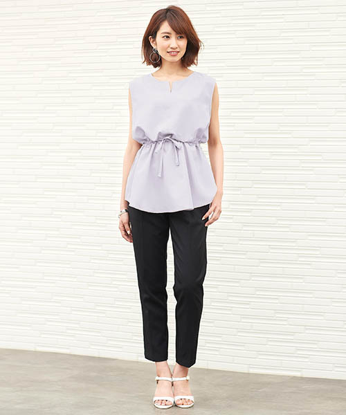 Pierrot（ピエロ）の「ウエストギャザーノースリーブブラウス　袖なし（シャツ/ブラウス・レディース・ブルー系その他/ブラック/オフホワイト/グレー・M/L）」の17枚目の写真