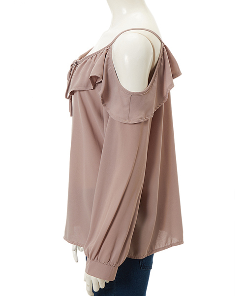 Color（カラー）の「オープンショルダーリボンブラウス（シャツ/ブラウス・レディース・ホワイト/カーキ/ベビーピンク・MEDIUM）」の5枚目の写真