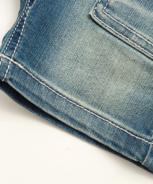 BREEZE(ブリーズ)の「ペナントデニムワークパンツ 5分丈(デニムパンツ・キッズ・ストライプ/ブルー・140/95/90/100/120/80/130/110)」の8枚目の写真