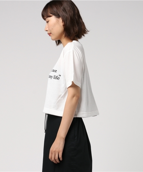 VENCEEXCHANGE（ヴァンスエクスチェンジ）の「裾ヒモロゴショートプリントT（Tシャツ/カットソー・レディース・オフホワイト/ブラック・MEDIUM）」の8枚目の写真