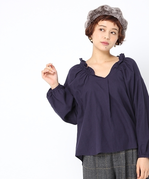 studio CLIP（スタディオクリップ）の「コットンビエラアソートフリル衿ブラウス（シャツ/ブラウス・レディース・ネイビー/アイボリー/その他1・LARGE/MEDIUM）」の2枚目の写真