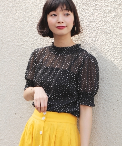 LOWRYS FARM（ローリーズファーム）の「ドットプリエリブラウス　798918（シャツ/ブラウス・レディース・オフホワイト/ブラック/ネイビー・LARGE/MEDIUM）」の14枚目の写真