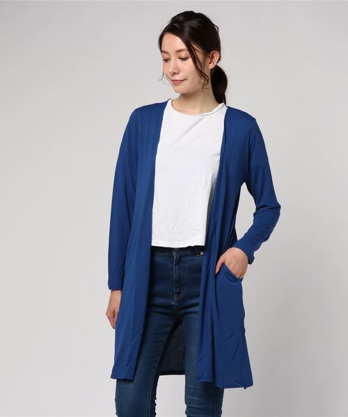 Re:EDIT(リエディ)の「UVカット接触冷感ミディアム丈カーディガン(カーディガン/ボレロ・レディース・グレー/ダークブルー/ホワイト/ブラウン/ブラック/ライトベージュ/レンガ/カーキオリーブ/モカ・MEDIUM/X-LARGE/LARGE)」の8枚目の写真