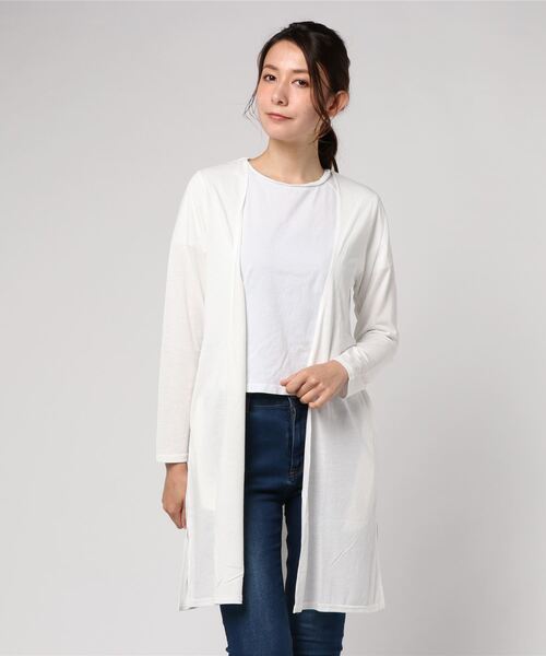 Re:EDIT(リエディ)の「UVカット接触冷感ミディアム丈カーディガン(カーディガン/ボレロ・レディース・グレー/ダークブルー/ホワイト/ブラウン/ブラック/ライトベージュ/レンガ/カーキオリーブ/モカ・MEDIUM/X-LARGE/LARGE)」の2枚目の写真