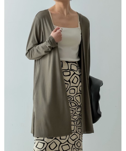 Re:EDIT(リエディ)の「UVカット接触冷感ミディアム丈カーディガン(カーディガン/ボレロ・レディース・グレー/ダークブルー/ホワイト/ブラウン/ブラック/ライトベージュ/レンガ/カーキオリーブ/モカ・MEDIUM/X-LARGE/LARGE)」の7枚目の写真