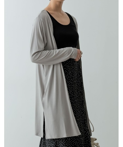 Re:EDIT(リエディ)の「UVカット接触冷感ミディアム丈カーディガン(カーディガン/ボレロ・レディース・グレー/ダークブルー/ホワイト/ブラウン/ブラック/ライトベージュ/レンガ/カーキオリーブ/モカ・MEDIUM/X-LARGE/LARGE)」の4枚目の写真