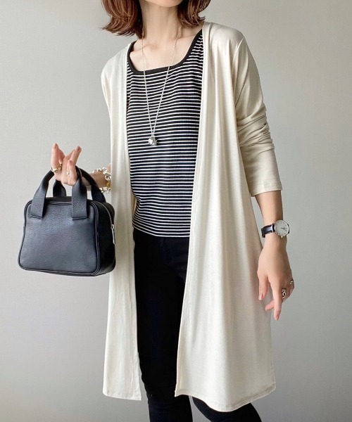 Re:EDIT(リエディ)の「UVカット接触冷感ミディアム丈カーディガン(カーディガン/ボレロ・レディース・グレー/ダークブルー/ホワイト/ブラウン/ブラック/ライトベージュ/レンガ/カーキオリーブ/モカ・MEDIUM/X-LARGE/LARGE)」の10枚目の写真