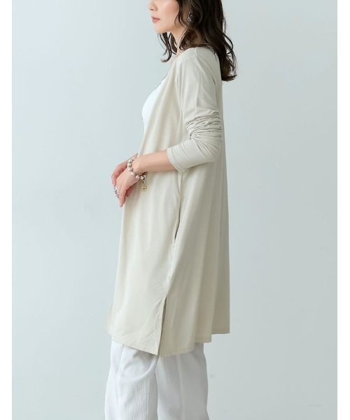 Re:EDIT(リエディ)の「UVカット接触冷感ミディアム丈カーディガン(カーディガン/ボレロ・レディース・グレー/ダークブルー/ホワイト/ブラウン/ブラック/ライトベージュ/レンガ/カーキオリーブ/モカ・MEDIUM/X-LARGE/LARGE)」の15枚目の写真