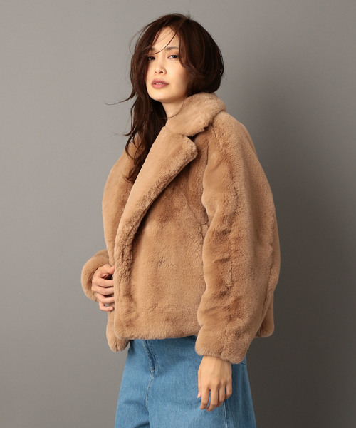 新品　ピノーレ　エレガントなエコファーブルゾン　サイズF 定価10万 NINE（ナイン）の「エコファーブルゾン（ブルゾン）」 - WEAR