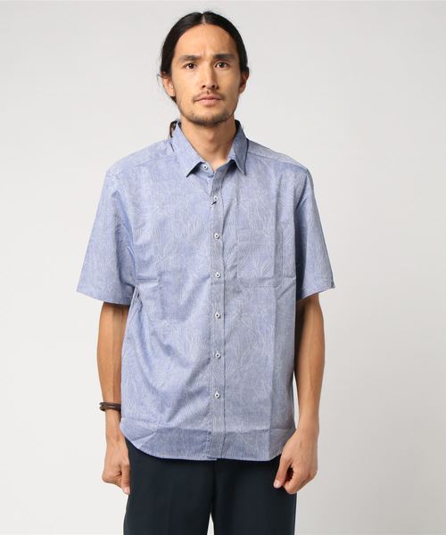 MEN'S BIGI(メンズビギ)の「半袖トロピカル フラワージャガードシャツ/JAPAN MADE(シャツ/ブラウス・メンズ・グレー/ピンク/ブルー・L/M/S)」の3枚目の写真